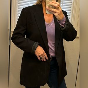 Women’s Zara Black Blazer Jacket Large Single Button Pockets